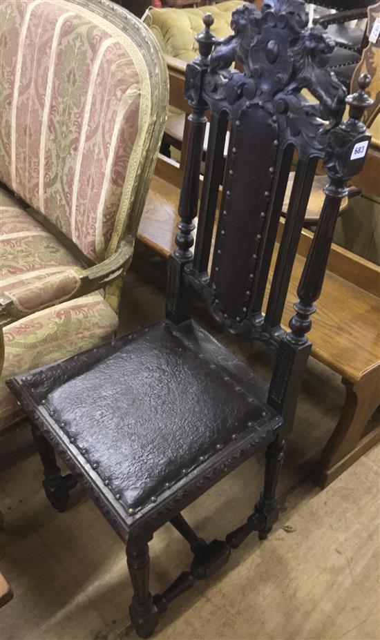 Victorian carved oak side chair